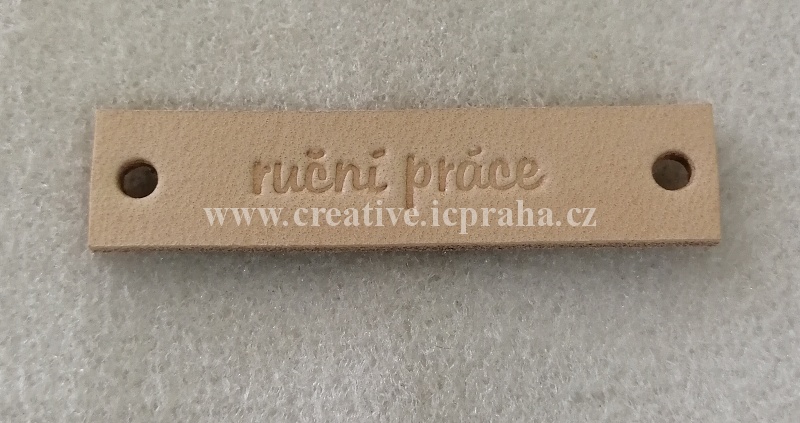 Cedulka kůže - Ruční práce 60x12mm/Natur